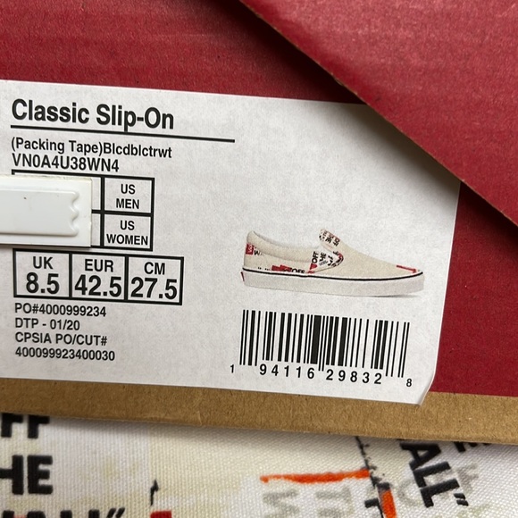 Vans Men’s Classic Slip On Packing Tape Blackdbl/Classic True White sneakers - Picture 16 of 16